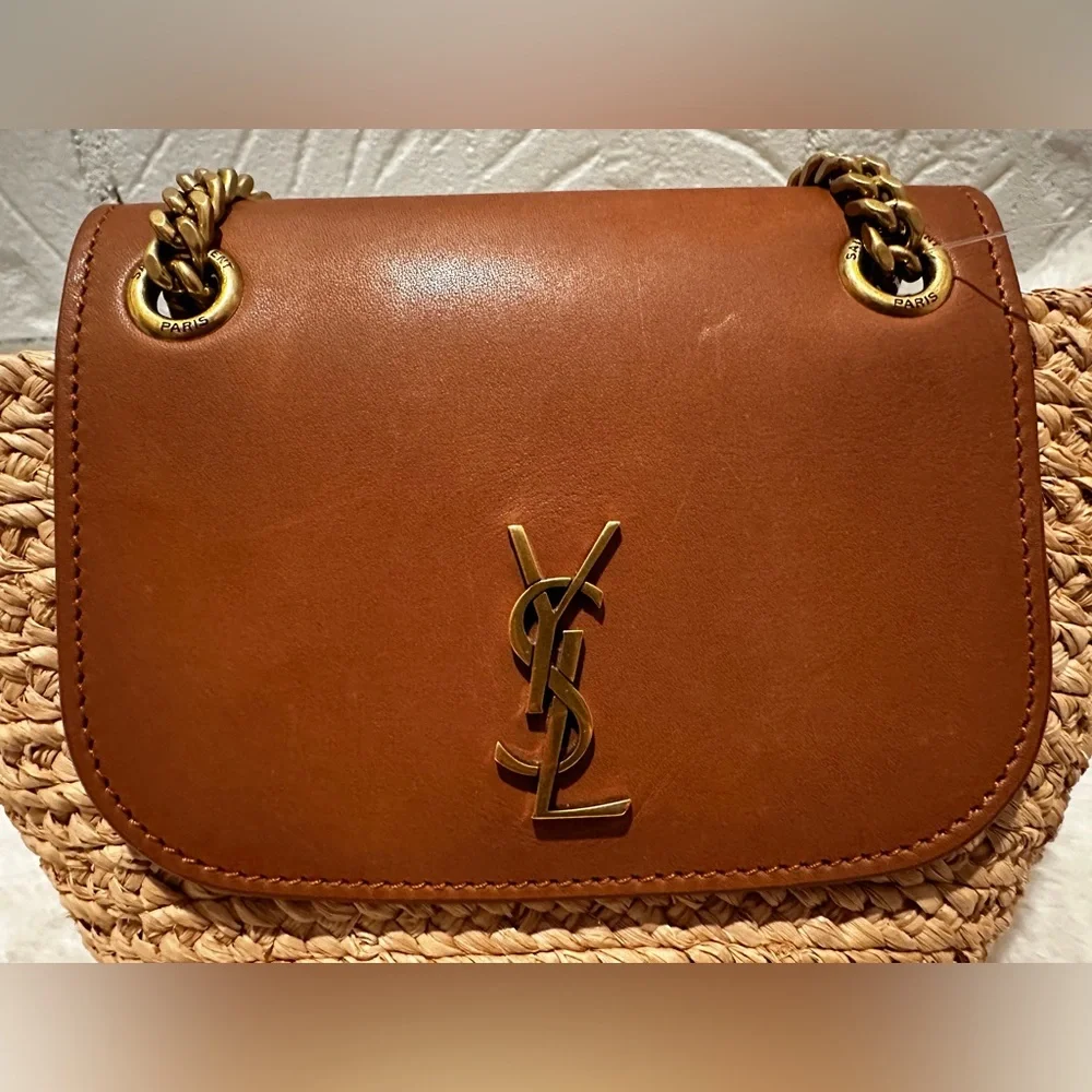Saint Laurent Panier Mini YSL Flap Crossbody Basket Bag in Raffia - Picture 7 of 12